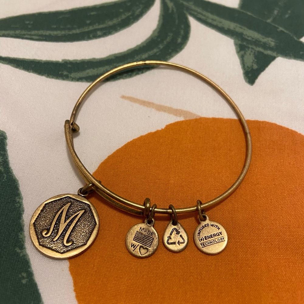 Alex and Ani - Expandable Wire Bangle Initial Bracelet Rafaelian “M”